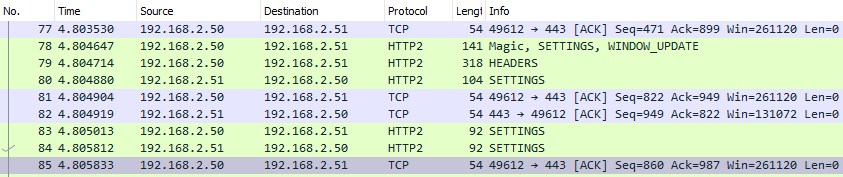 Decrypted TLS packets